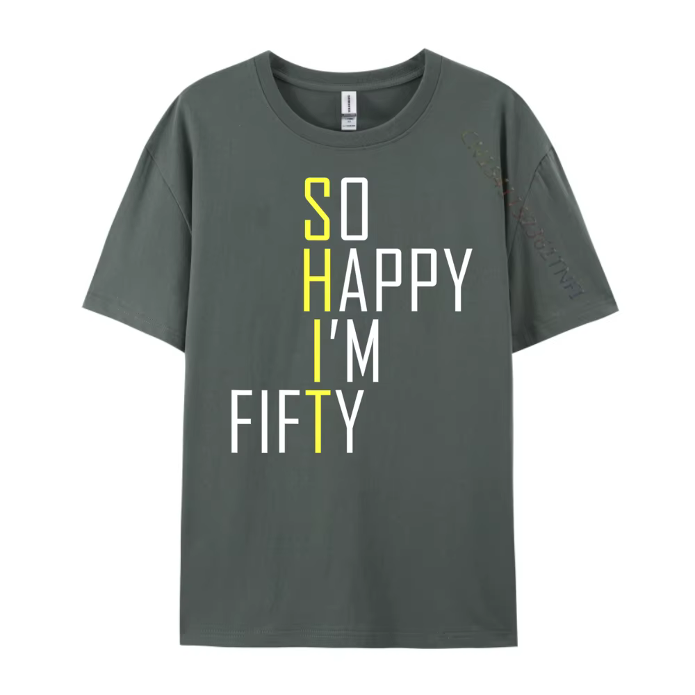 T-shirt graphique blanc So Happy I'm Fifty
