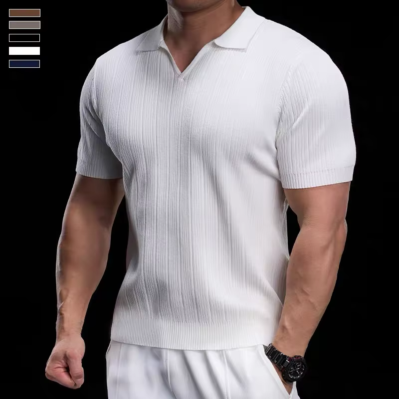 Polo en tricot côtelé pour homme
