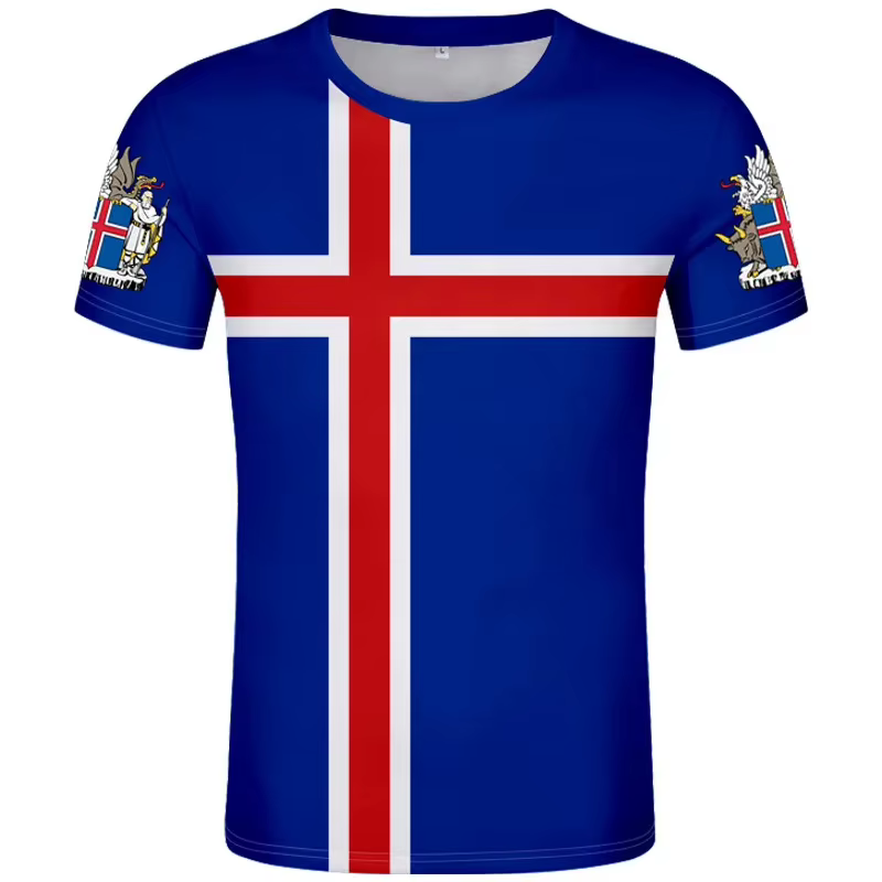 T-shirt unisexe décontracté avec emblème de la Nation islandaise