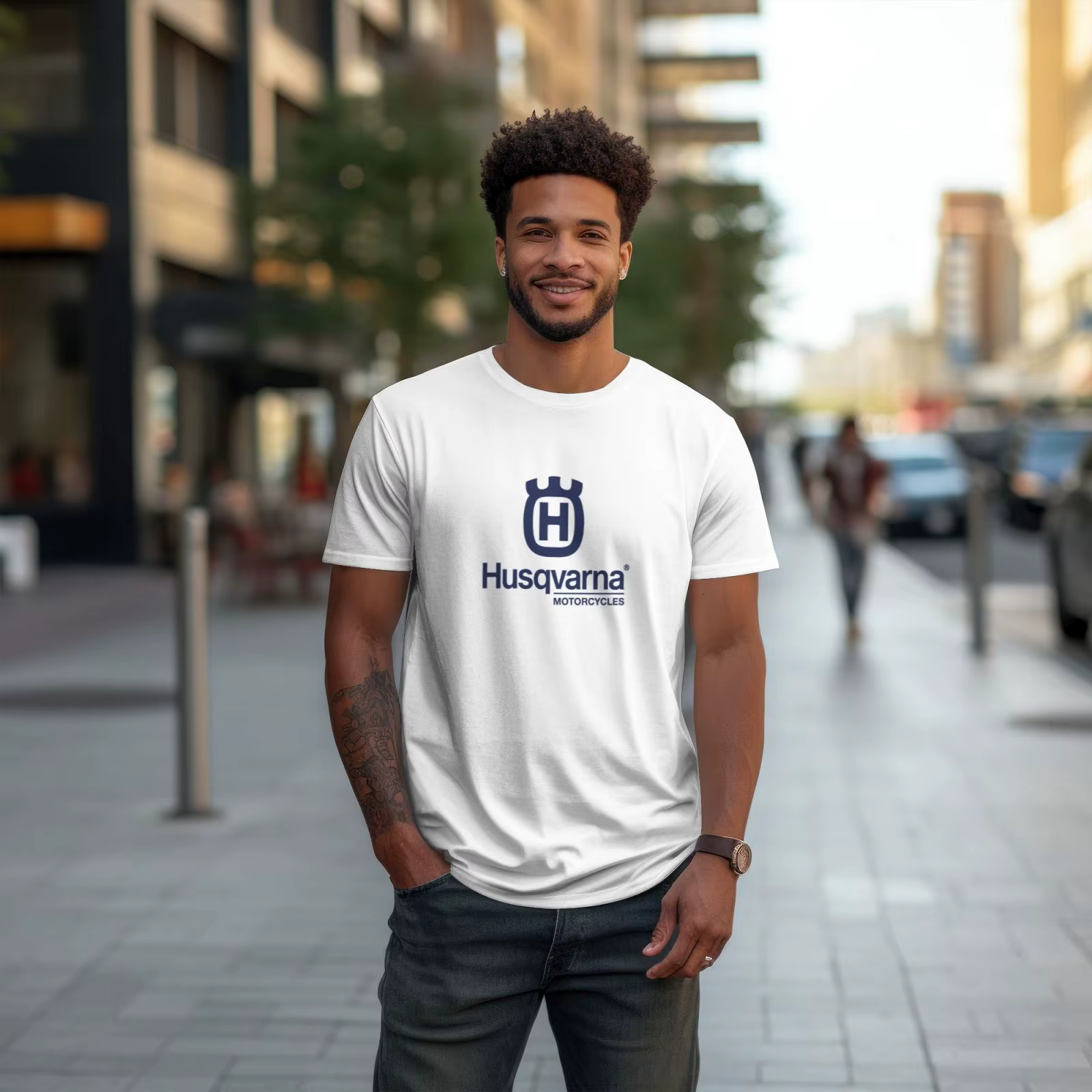 T-shirt imprimé moto 100% coton