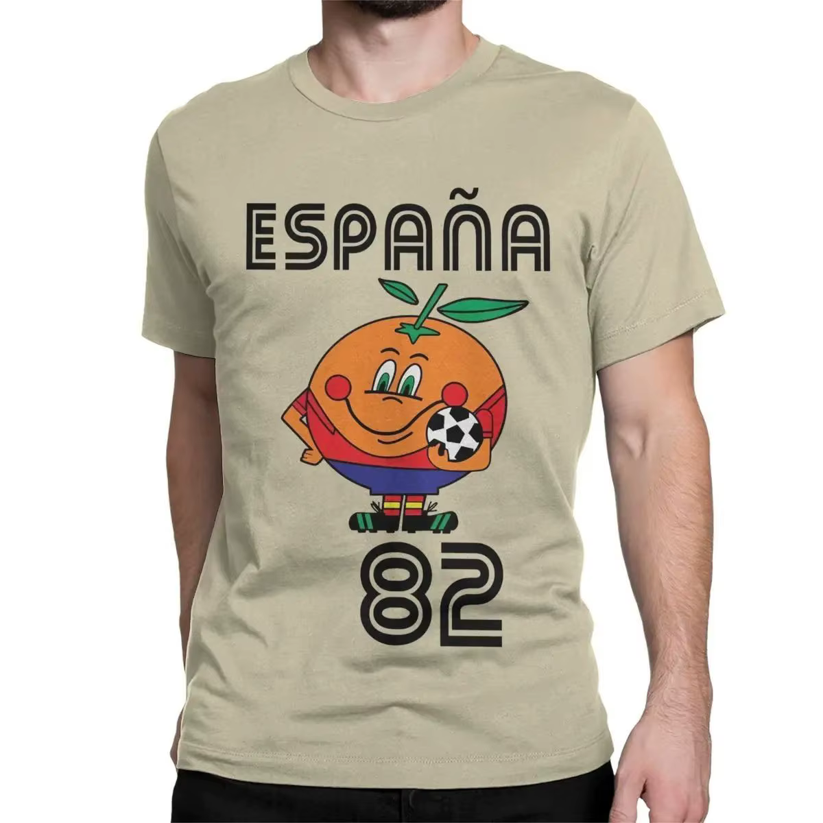 Naranjito T-shirt homme haute qualité col rond espagne 82 mascotte espagnole 1982 Football