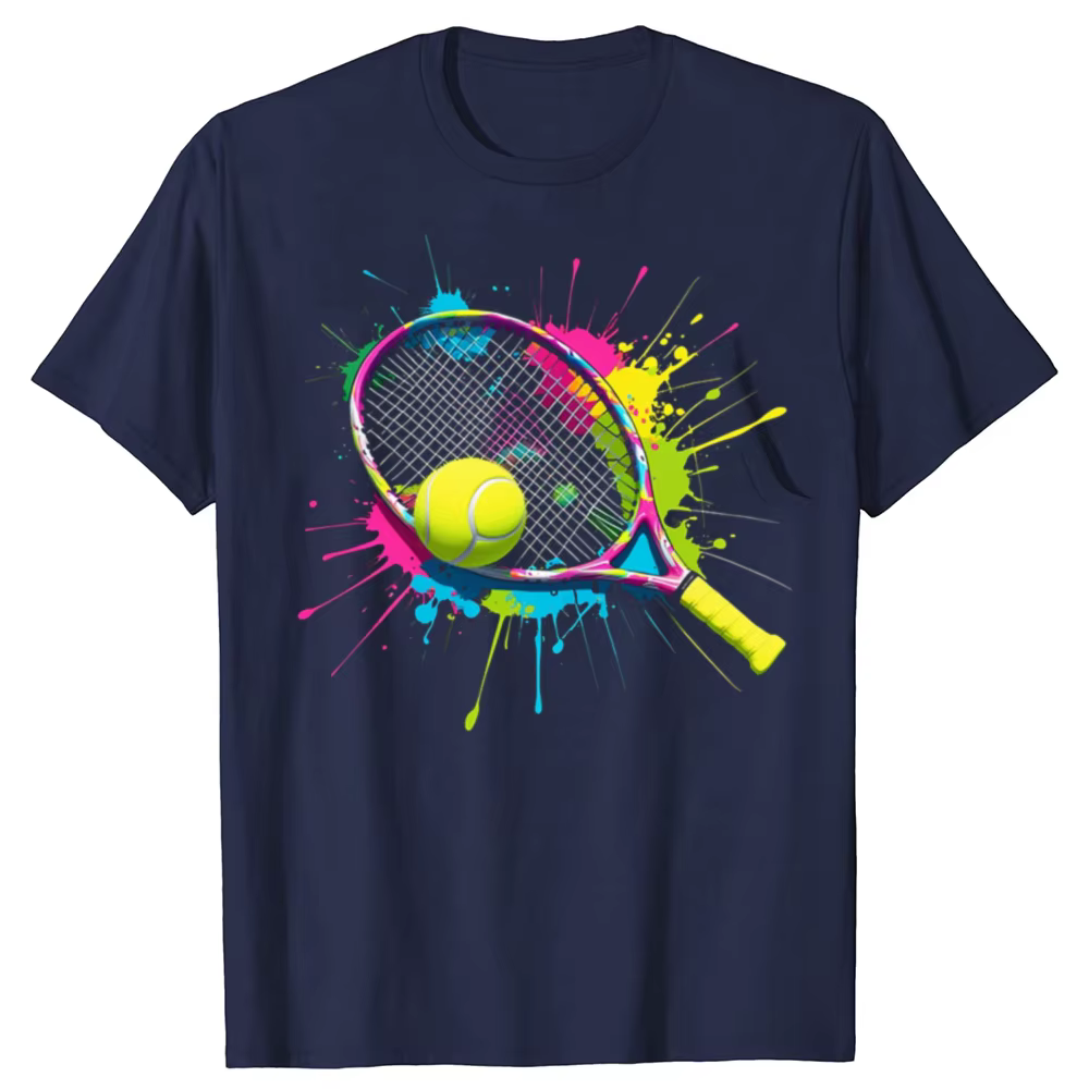 Drôle coloré joueur de balle de Tennis graphique T-shirts hommes femmes mode t-shirt style décontracté 100% coton ample