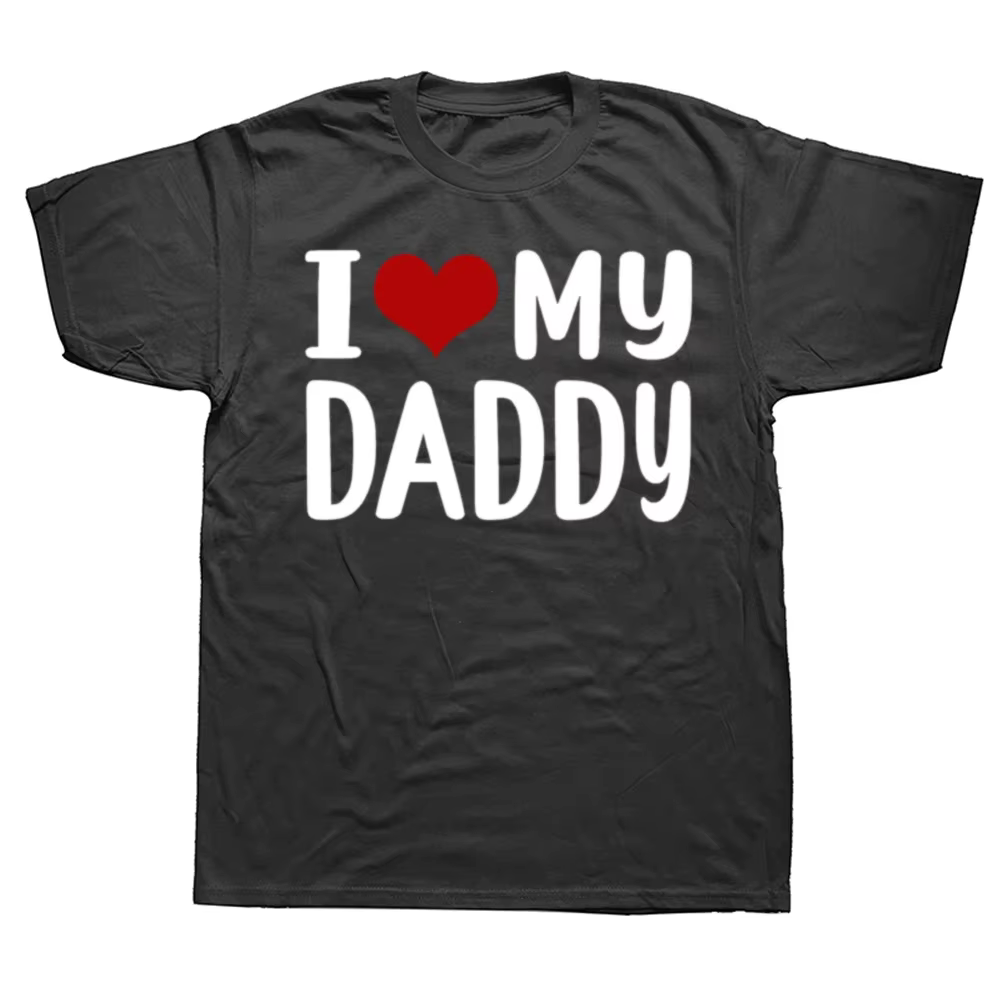 T-shirt en coton imprimé « I Love My Daddy » – Cadeau original et amusant pour la fête des pères pour papa et grand-père – T-shirts graphiques – Camisetas