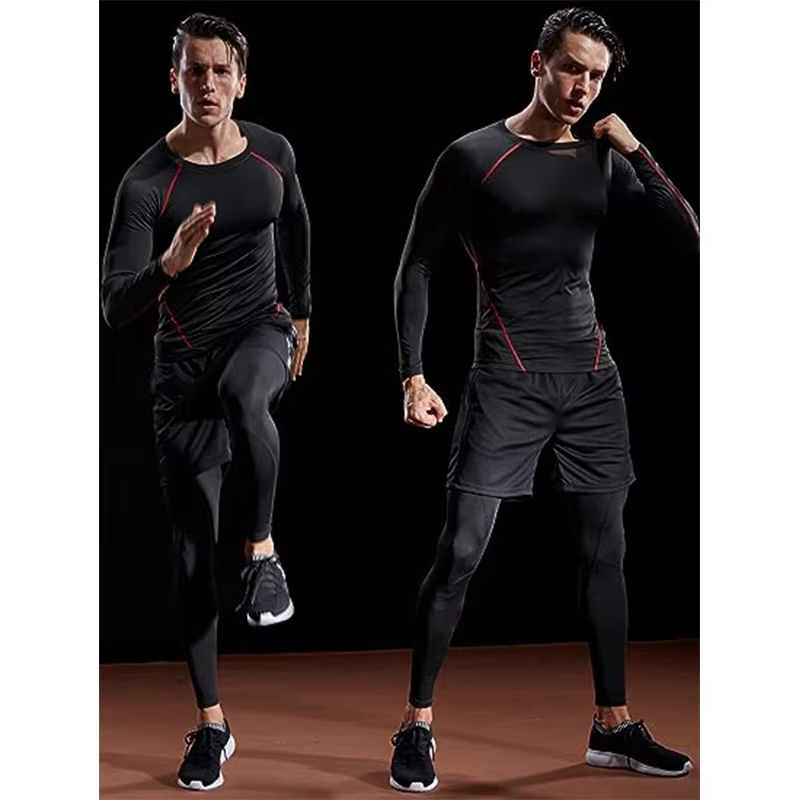 Compression à manches longues T-shirt hommes élastique entraînement