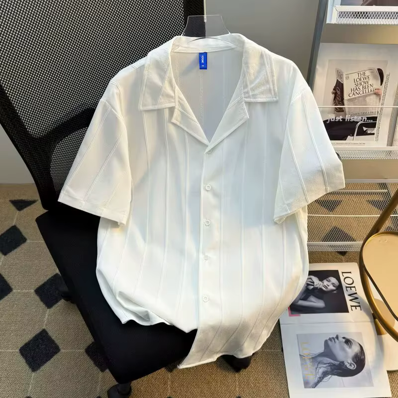Chemise homme manches courtes blanc été tendance mode