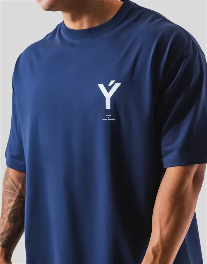 LYFT ONE POINT Y imprimer grand T-shirt hommes course sport gymnase Fitness entraînement surdimensionné