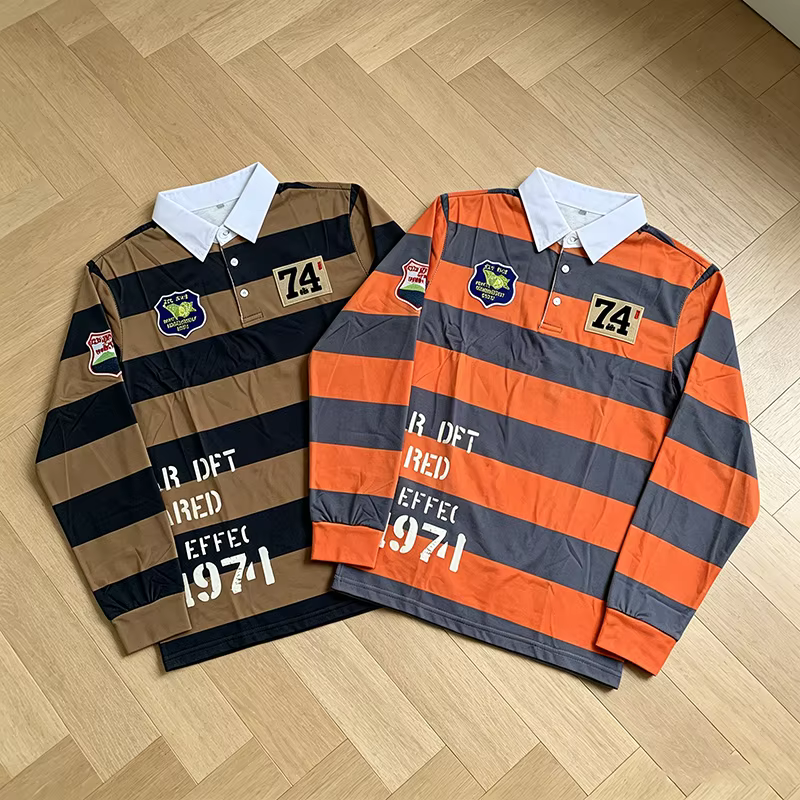 Polo de rugby rétro rayé pour homme