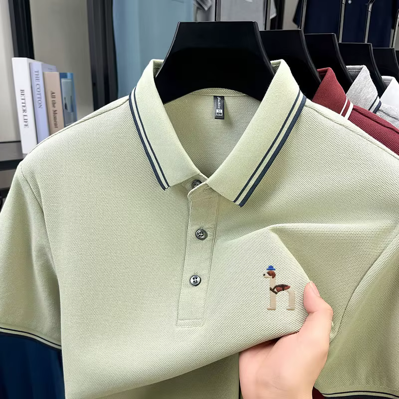 Polo brodé de marque haut de gamme pour homme