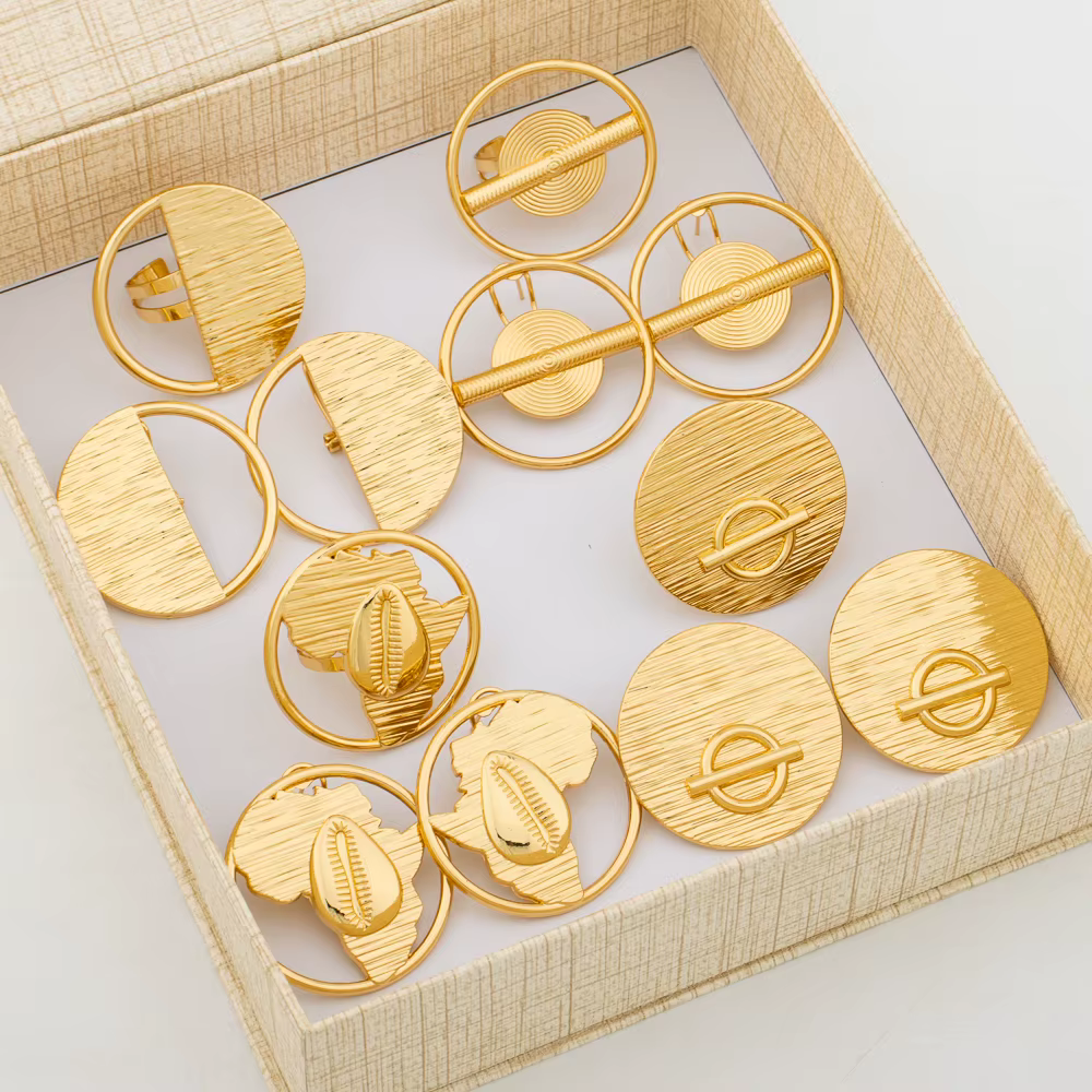 Ensemble de bijoux tendance boucles d'oreilles et bague pour femme