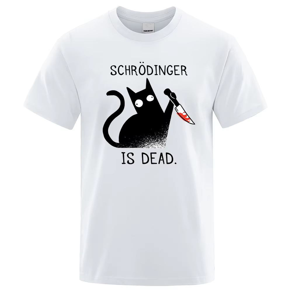Schrodinger Is Dead chat noir t-shirts mode masculine 100% coton T-Shirt Hip Hop
