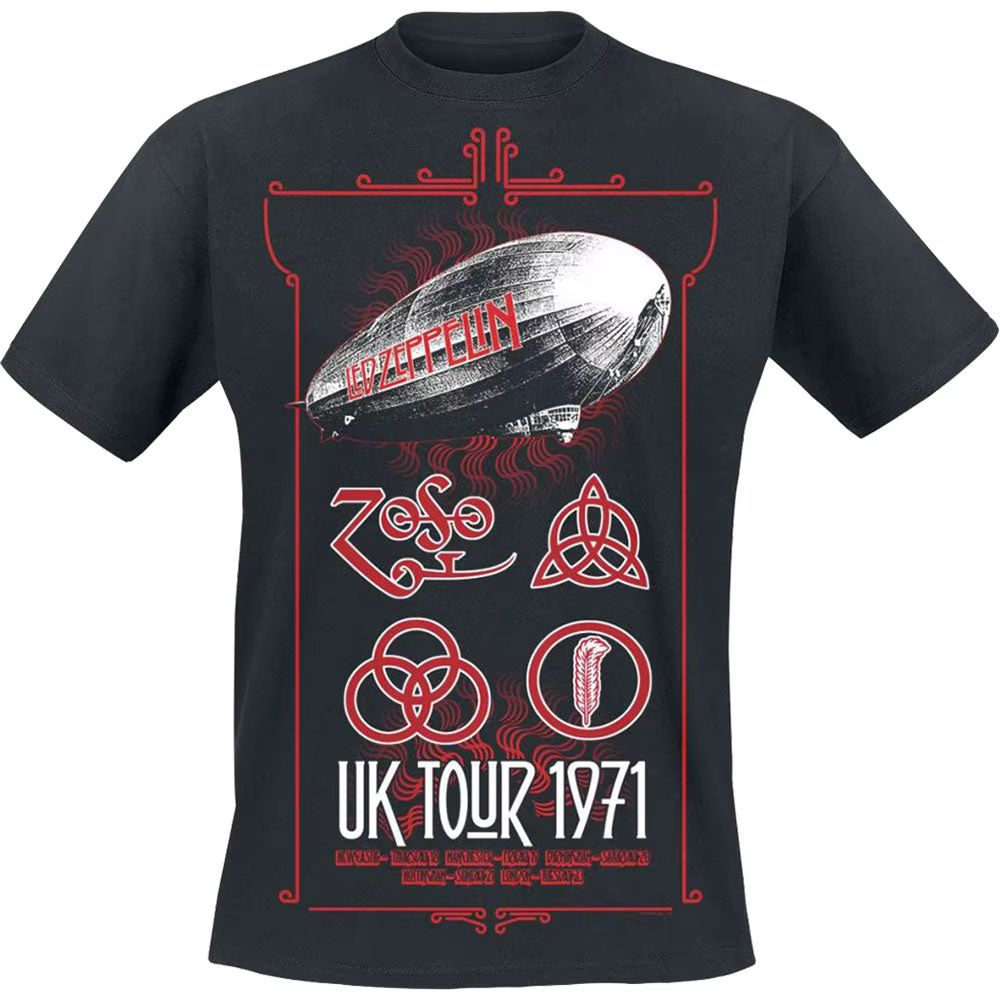 T-Shirt Photo Led Zeppelin Band en coton pour hommes et femmes