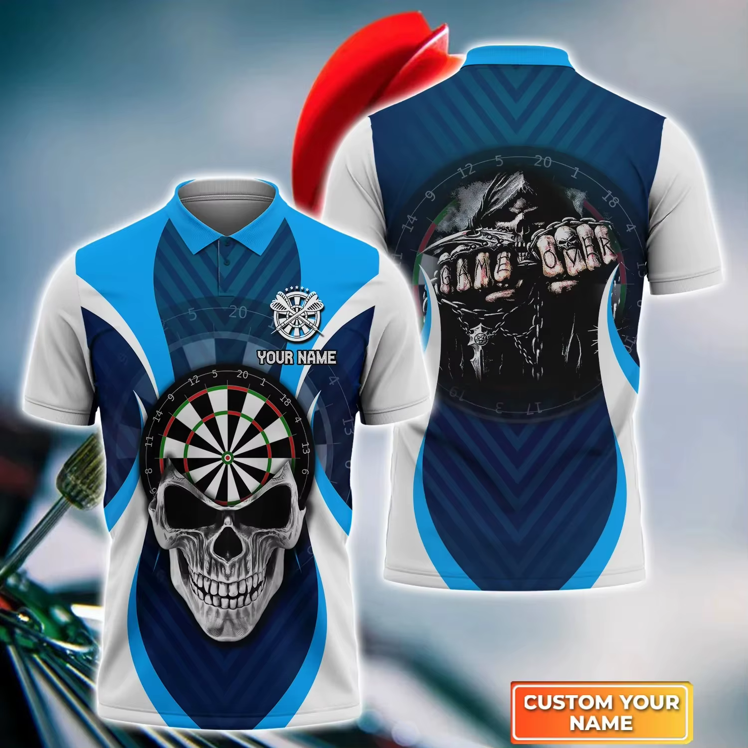 Polo à manches courtes imprimé 3D personnalisé pour homme