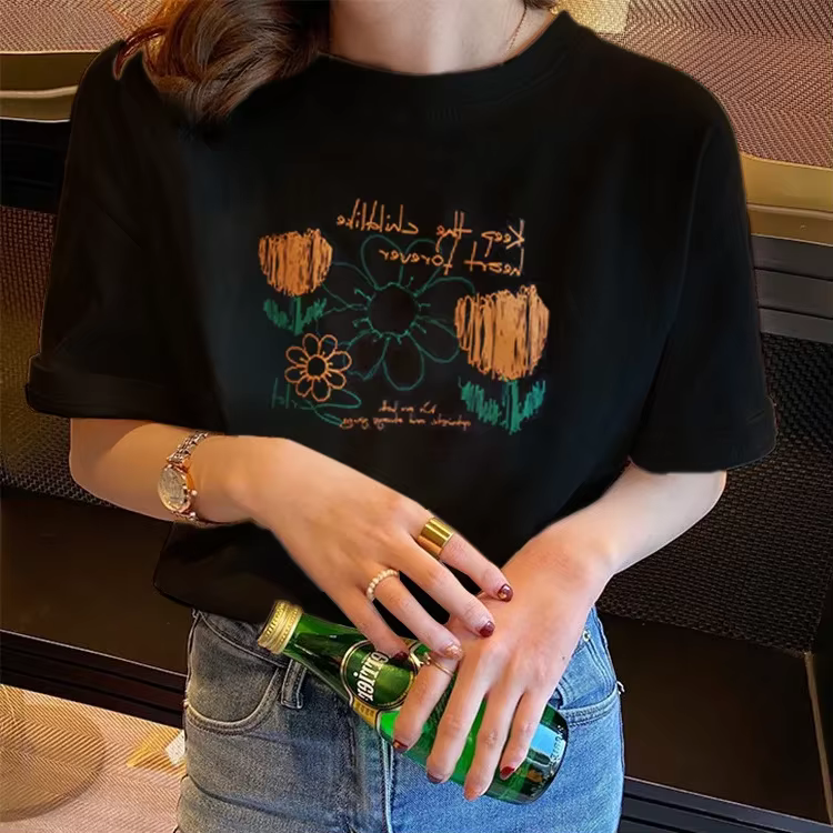 T-shirt blanc chic coréen pour femme