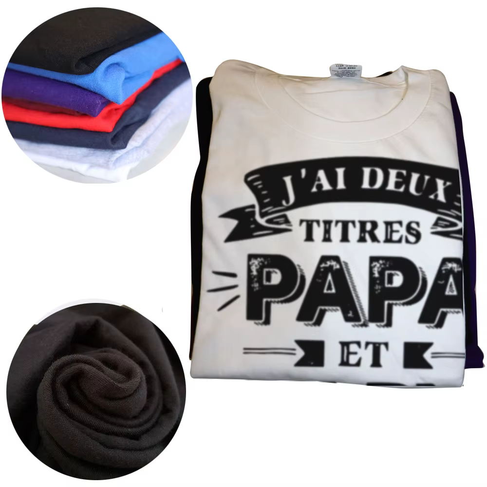 Texts français Papa et Papy cadeau hommes vêtements 100% coton doux t-shirt hauts taille ue rétro j'ai deux titres