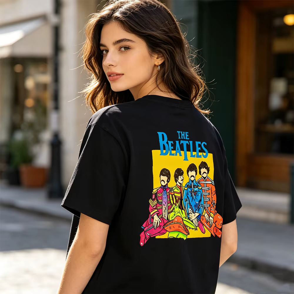 T-shirt The Beatles Black Rock Band pour hommes