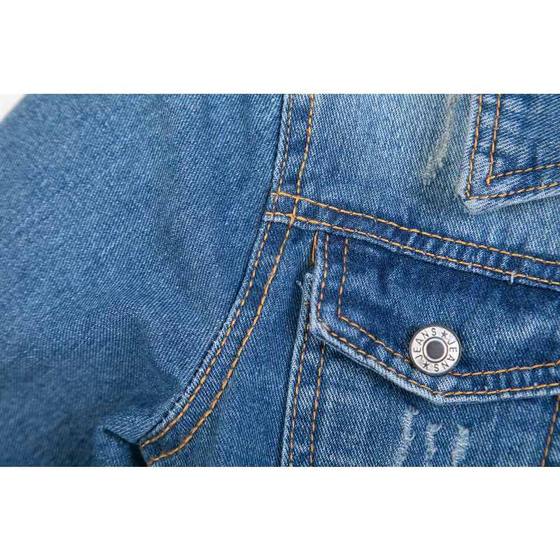 Veste courte en Jean à manches trois quarts pour femme