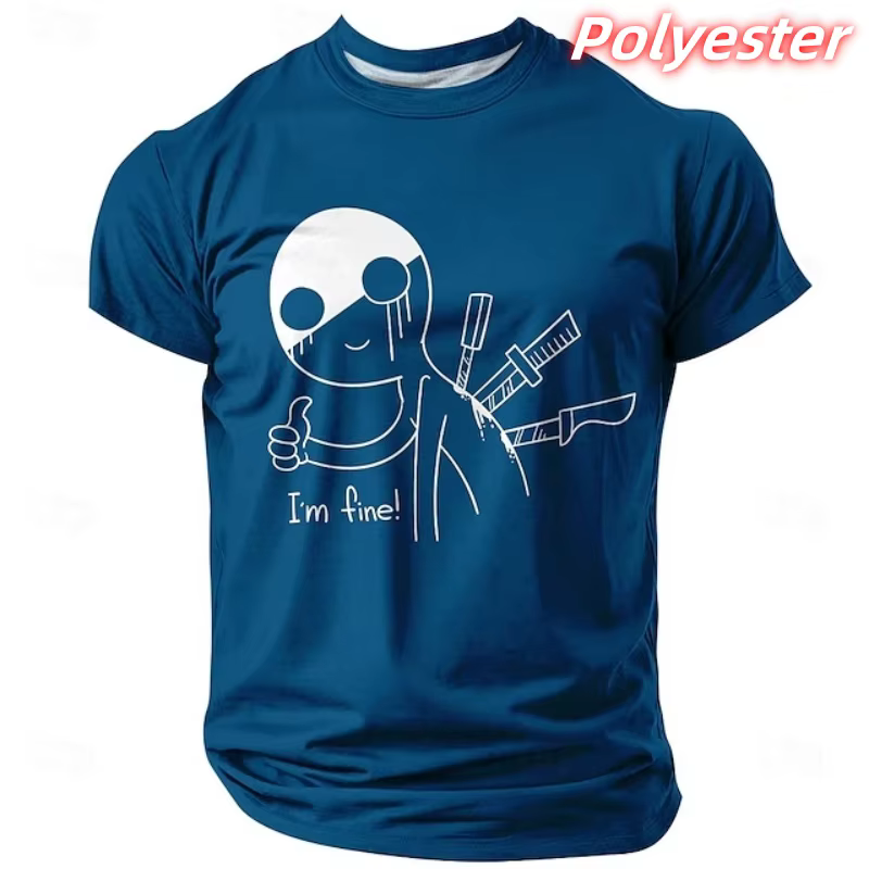Dessin animé couteau motif t-shirt pour hommes amusant humoristique 3D imprimé à manches courtes T-Shirts été rue hauts