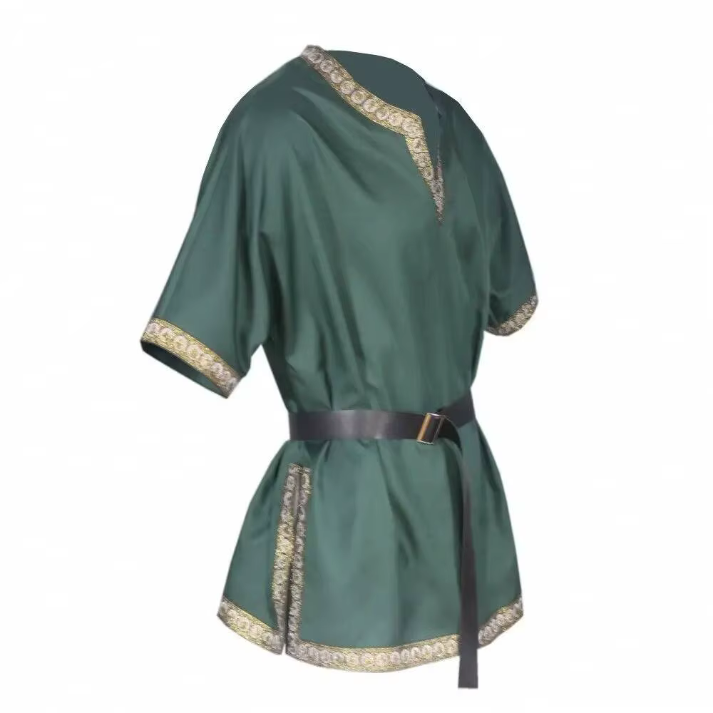 Chemise Celtique Médiévale Renaissance du 17ème Siècle Nordique Vintage Cosplay Performance Masquerade LARP à Manches Courtes