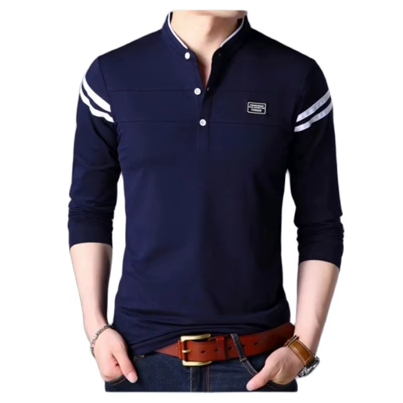 Polo à manches longues et col montant pour hommes