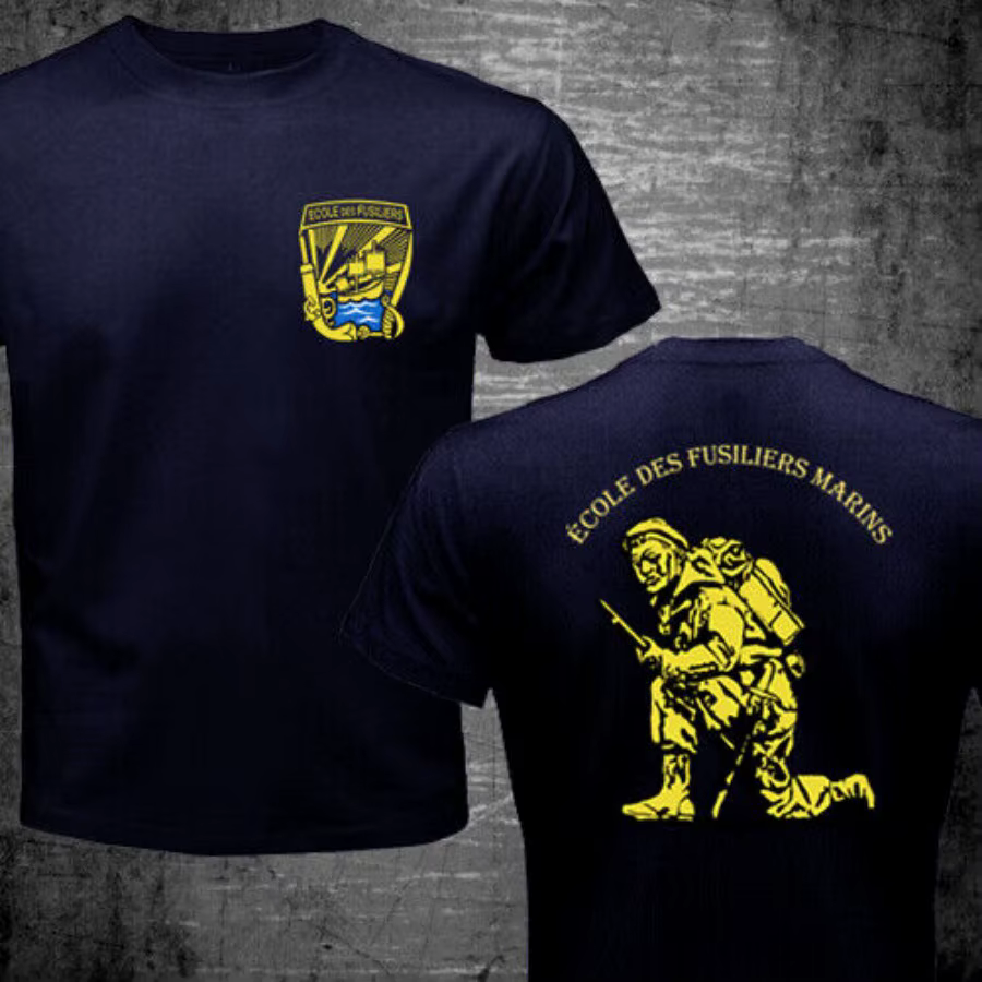 Corps des Marines français Ecole Des fusiliers Marins Lorient militaire T-shirt à manches courtes décontracté 100% coton hommes t-shirts