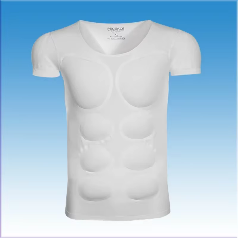3D faux Muscle T-Shirt homme Cosplay bras poitrine sous-vêtements fête corps Shaper Invisible coussin Abdominal haut