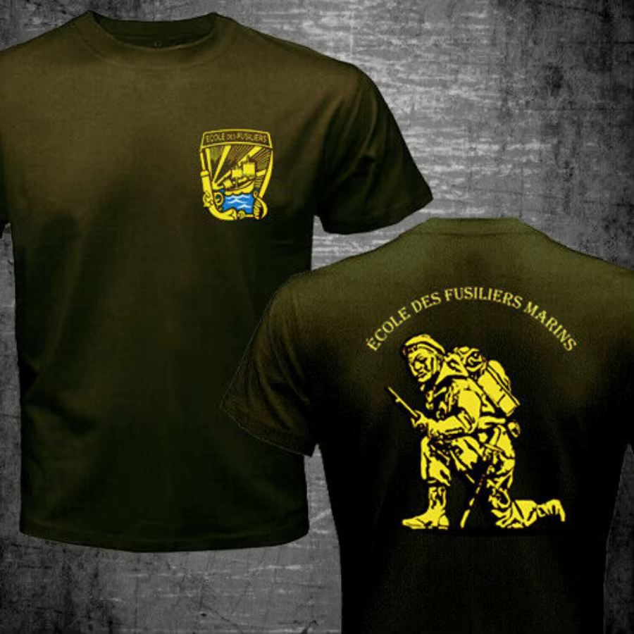 Corps des Marines français Ecole Des fusiliers Marins Lorient militaire T-shirt à manches courtes décontracté 100% coton hommes t-shirts