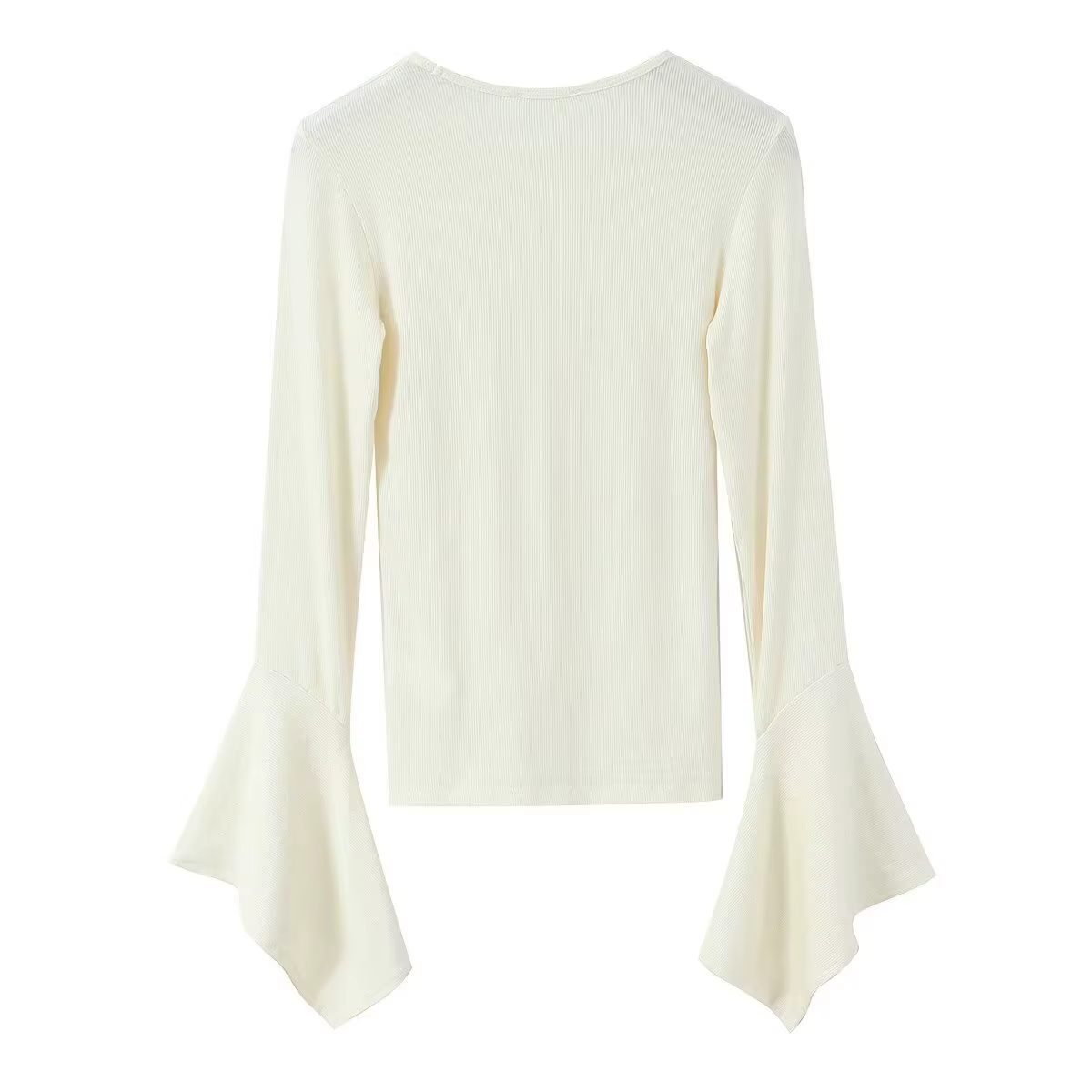 T-shirt noir à manches longues et col rond pour femme