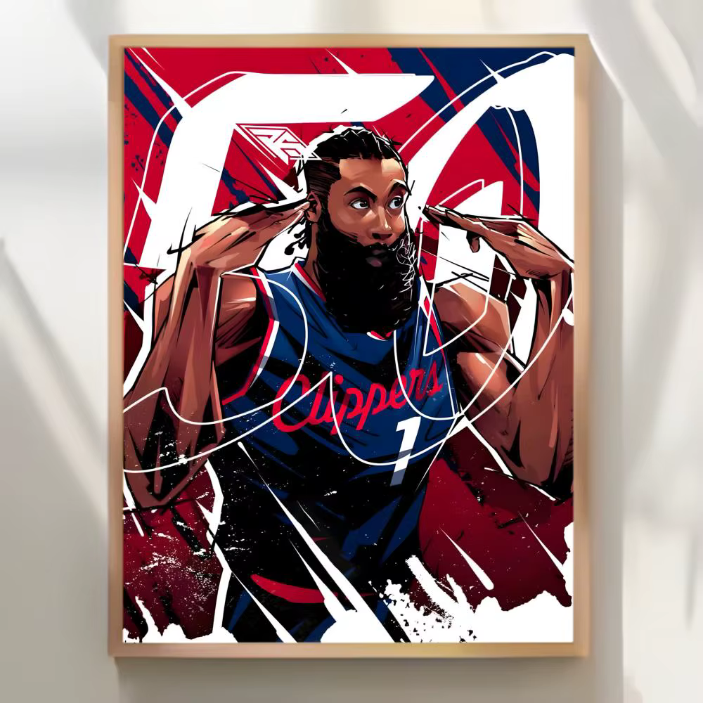 Affiche de joueur de basket-ball de dessin animé N-NBA