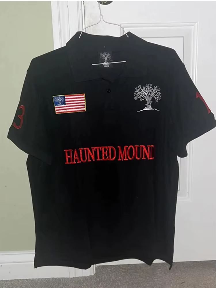 Polo américain rétro rue Hip Hop chemise à manches courtes Y2k décontracté broderie haut en coton vêtements de Baseball