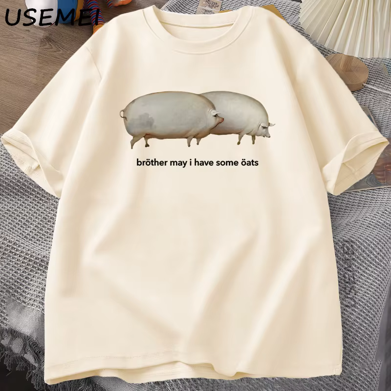 Frère mai j'ai quelque avoine T-shirt hommes femmes drôle cochon graphique t-shirts Harajuku ample décontracté à