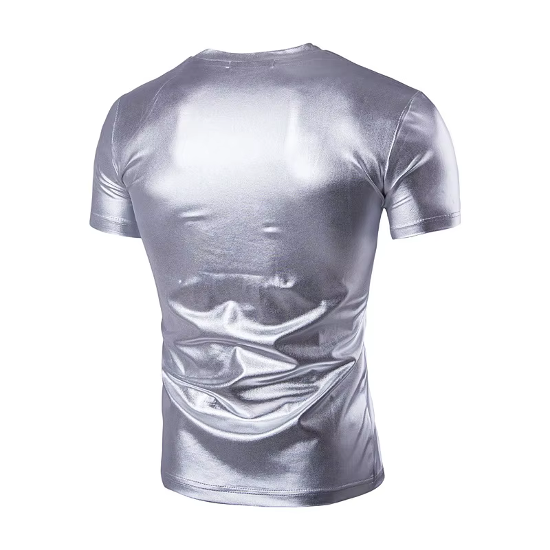 T-shirt Homme Slim Fit à Manches Courtes – Nouvelle Collection Tendance pour Soirées – Coton Décontracté à Surface Brillante – Offre Spéciale de la Saison