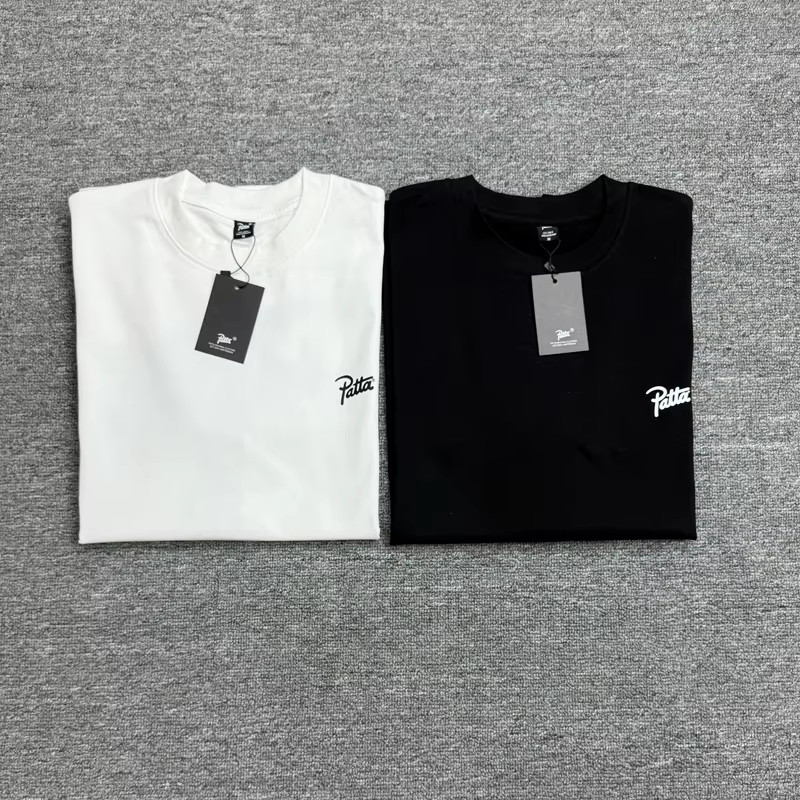 T-shirt classique Patta 26SS Nouvelle Collection – Homme/Femme – Coton ample décontracté – Imprimé lettres PATTA noir et blanc – Manches courtes