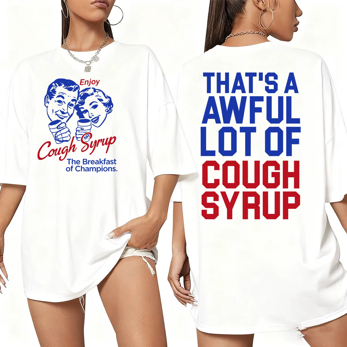 T-shirts humoristiques « Enjoy Cough Syrup Breakfast of Champions » pour hommes et femmes