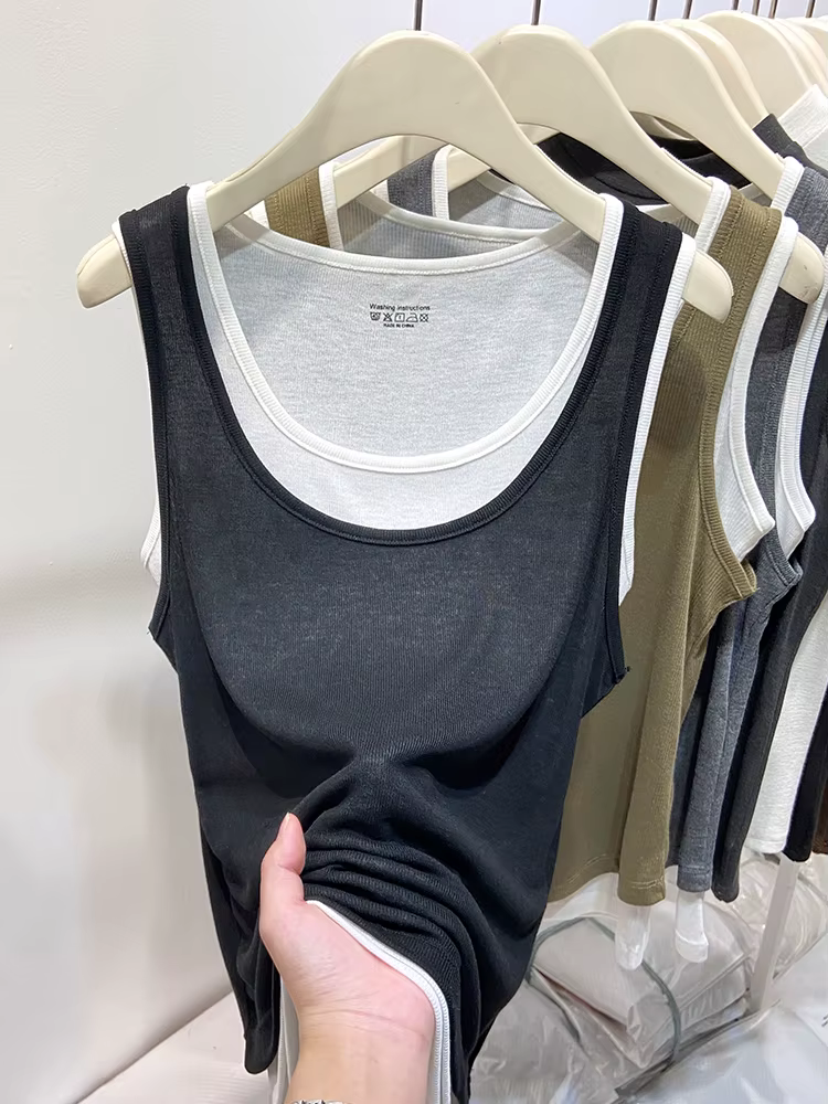 Faux débardeur deux pièces à col en U pour femmes