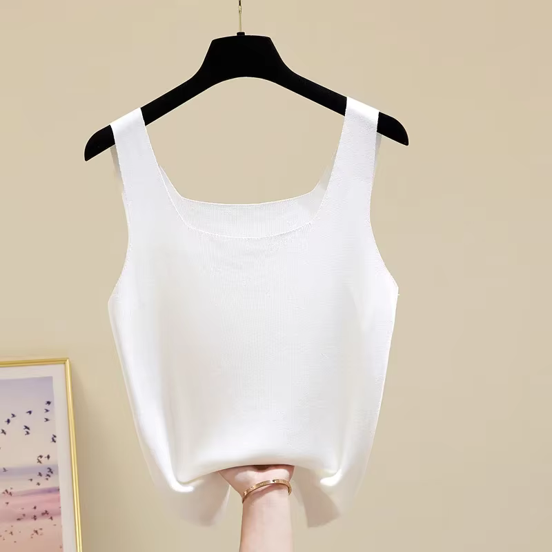 Nouveau débardeur femme col rond blanc et noir