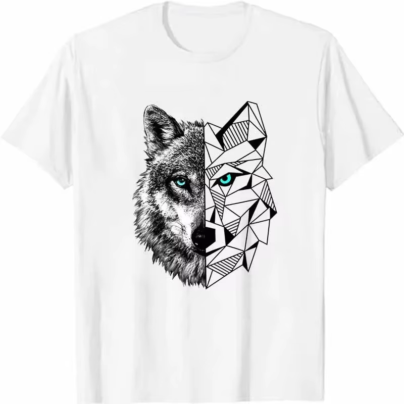 T-shirts à imprimé graphique Snow Wolf pour enfants et hommes