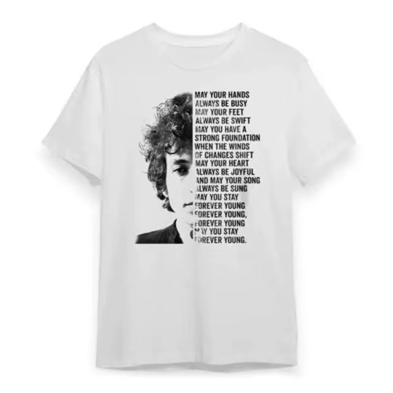 Bob Dylan Forever Young Lyrics T-shirt Musique Vintage Coton Taille complète