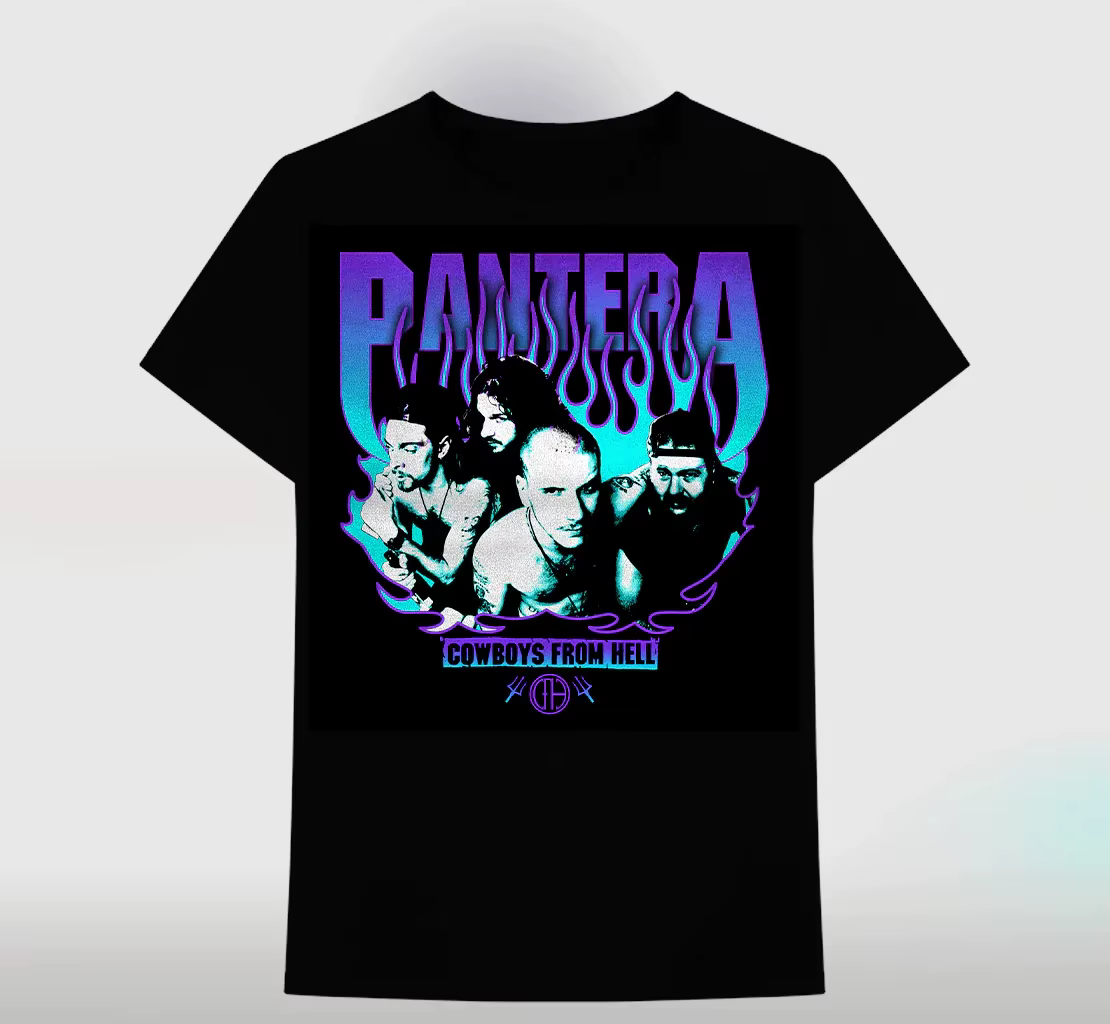 T-shirt décontracté avec logo Pantera Flames Band
