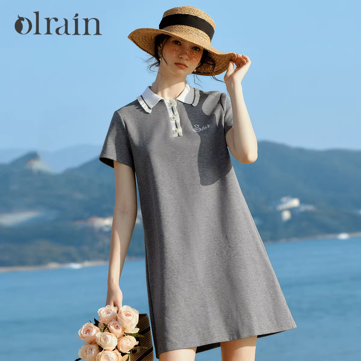 Robe Courte Décontractée OLrain pour Femme