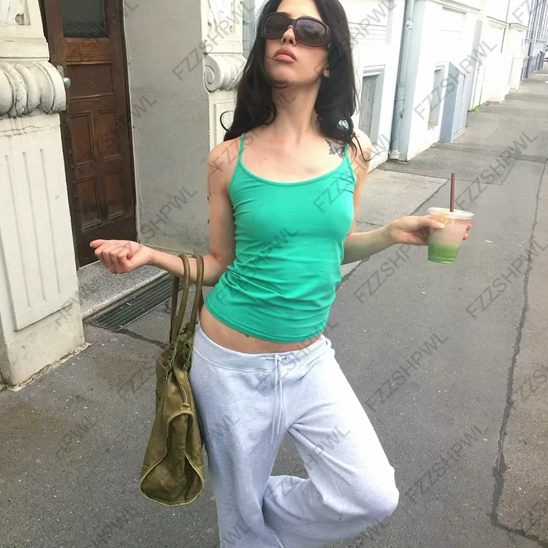 Débardeur Streetwear Vert Menthe Y2K