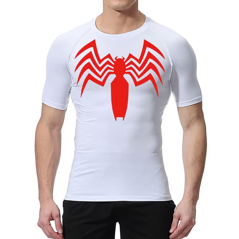 Chemise de compression toile d'araignée pour hommes, T-shirt de sport de course, T-shirt à séchage rapide, chemise à manches courtes, empêche l'inflammation cutanée,