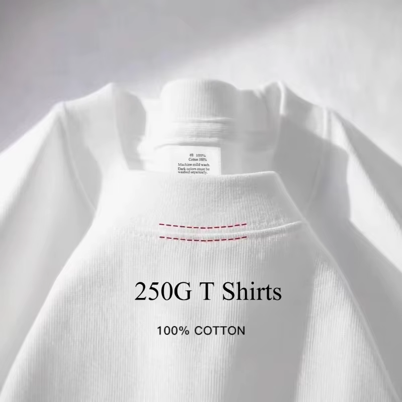 T-shirt homme haute qualité 100% 250GSM coton T-shirt homme été lourd couleur unie col rond manches courtes haut basique