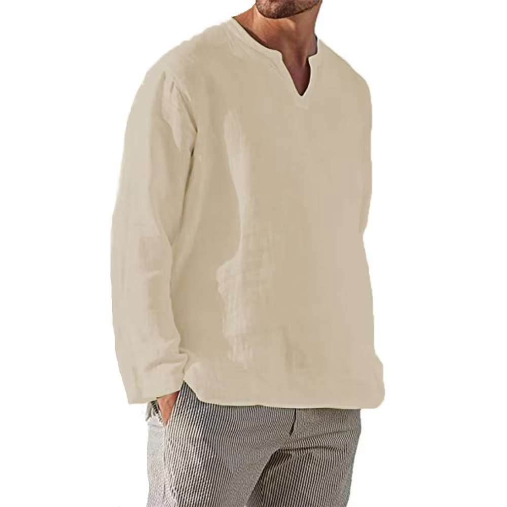 Chemise en coton et lin pour hommes