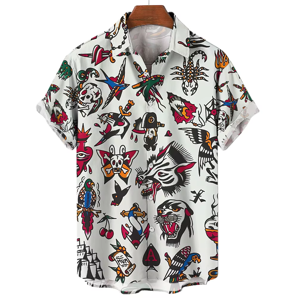 Chemise japonaise à manches courtes pour hommes
