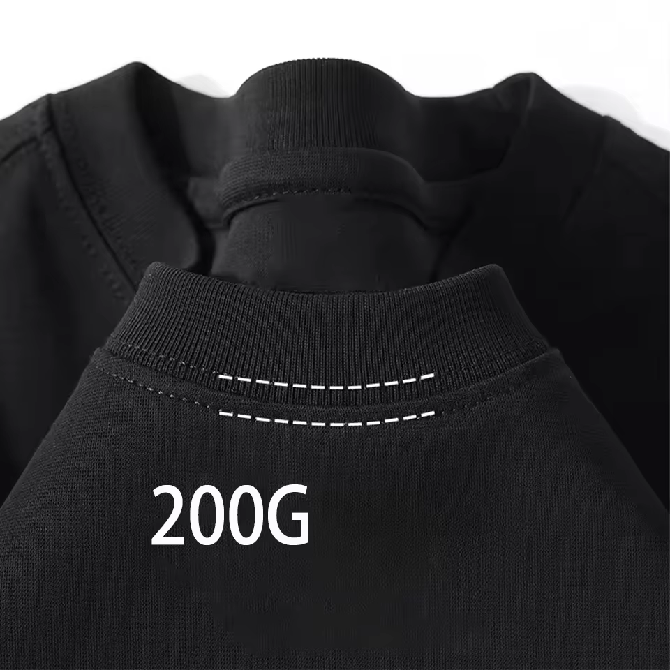 T-shirt à manches courtes en coton épais bleu marine 200g