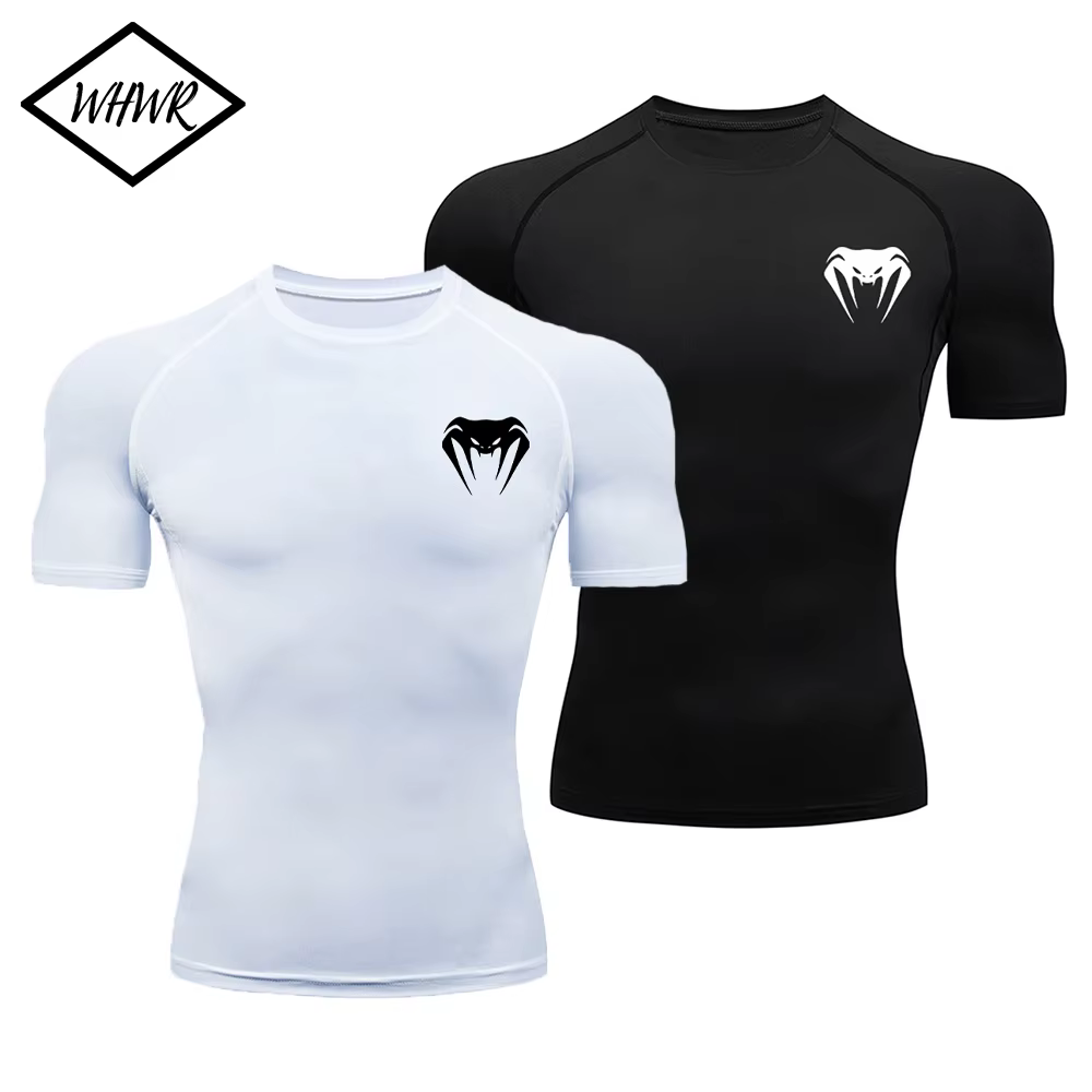 T-Shirt de Compression hommes vêtements de Sport de musculation à manches courtes chemises d'entraînement à séchage