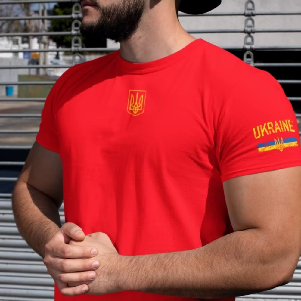 Drapeau de l'ukraine graphique T-Shirt patriotique ukrainien coton