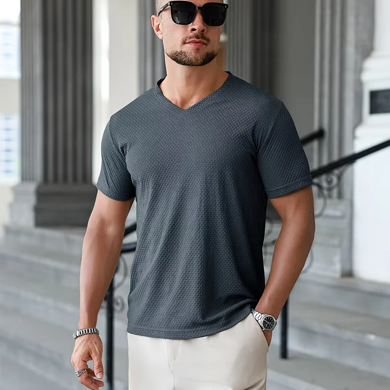 T-shirt pour homme en soie glacée kaki