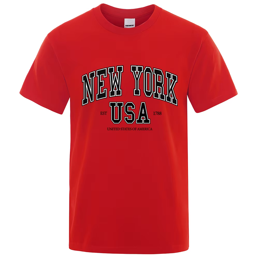 T-shirt à col rond pour homme, ample, en coton, surdimensionné, style Hip Hop, New York, Usa, Street City, 1788