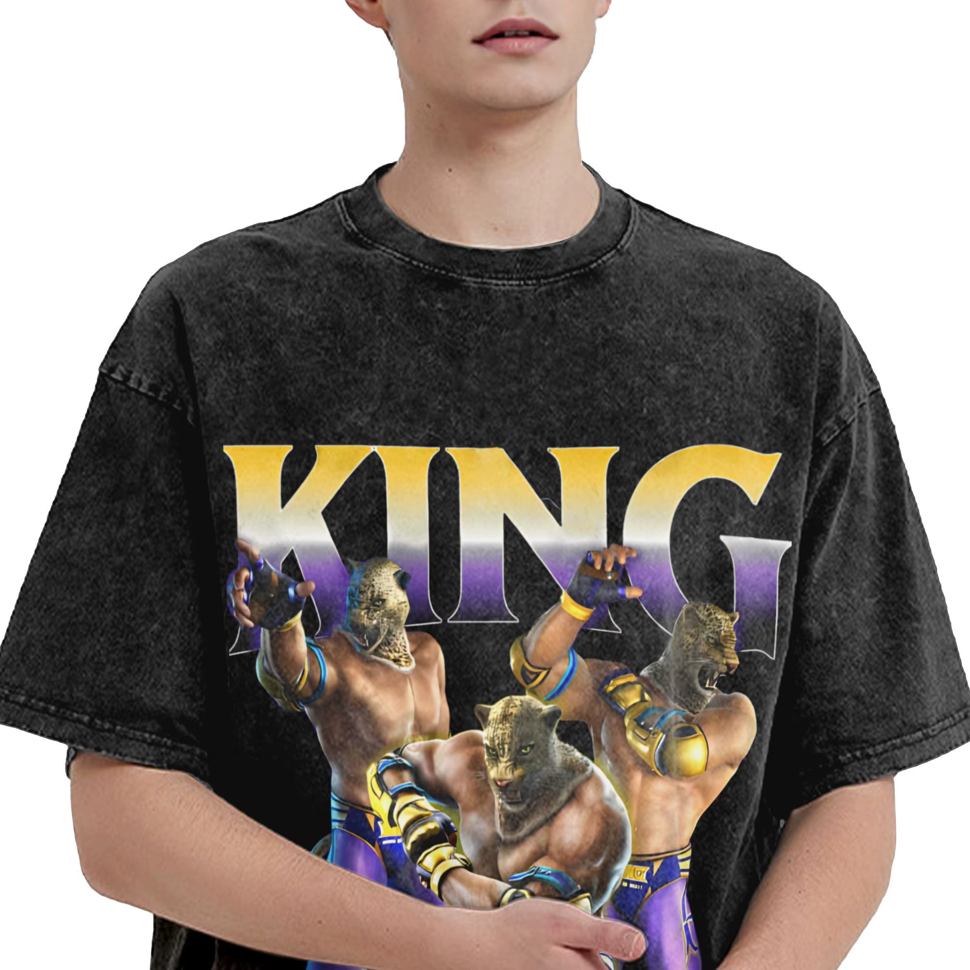 Tekken 8 roi lavé T-Shirt hommes esthétique T-Shirts occasionnels été col rond Hip Hop